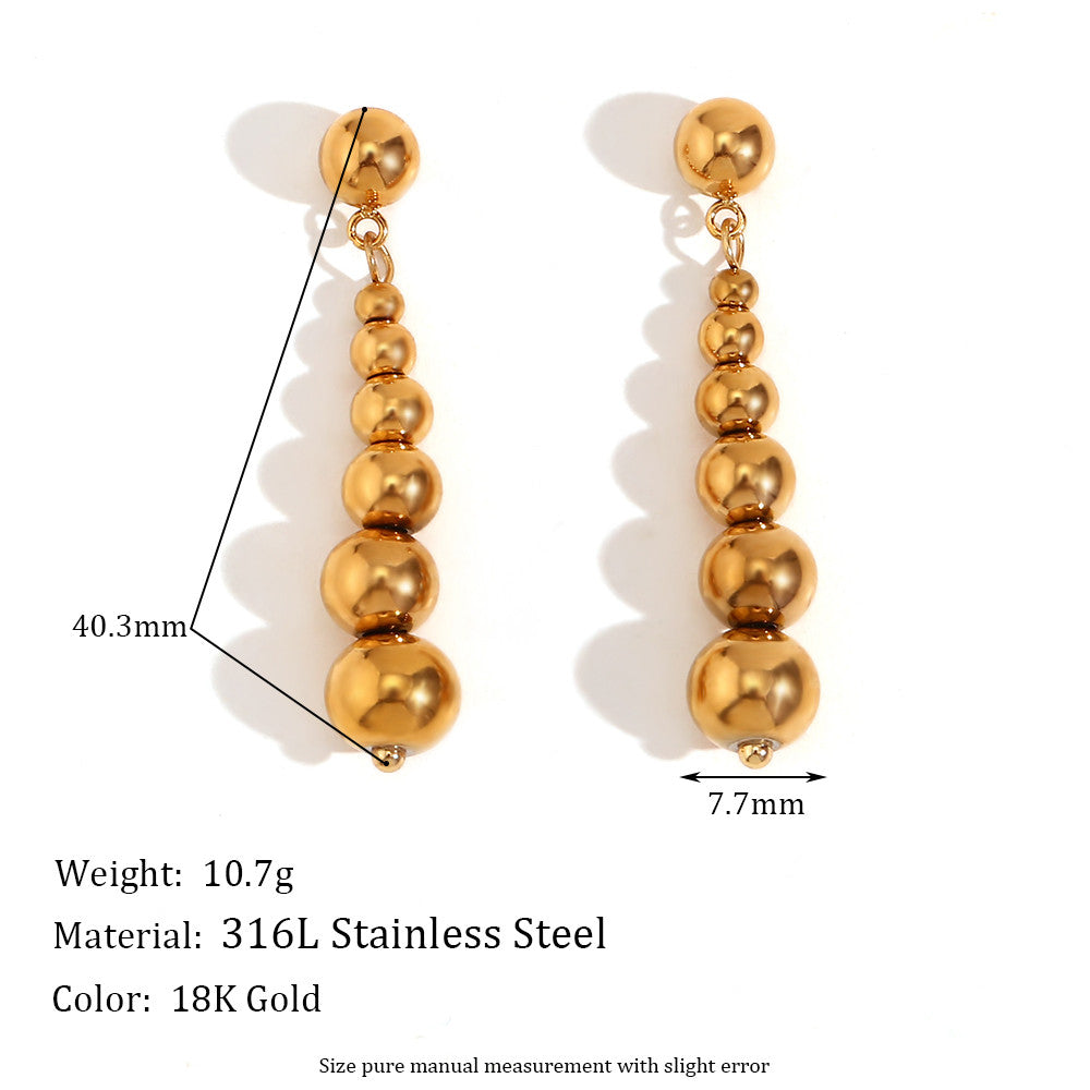 Women's Half Set Three Flower Pearl 18k Gold Stainless Steel Large Bead Earrings