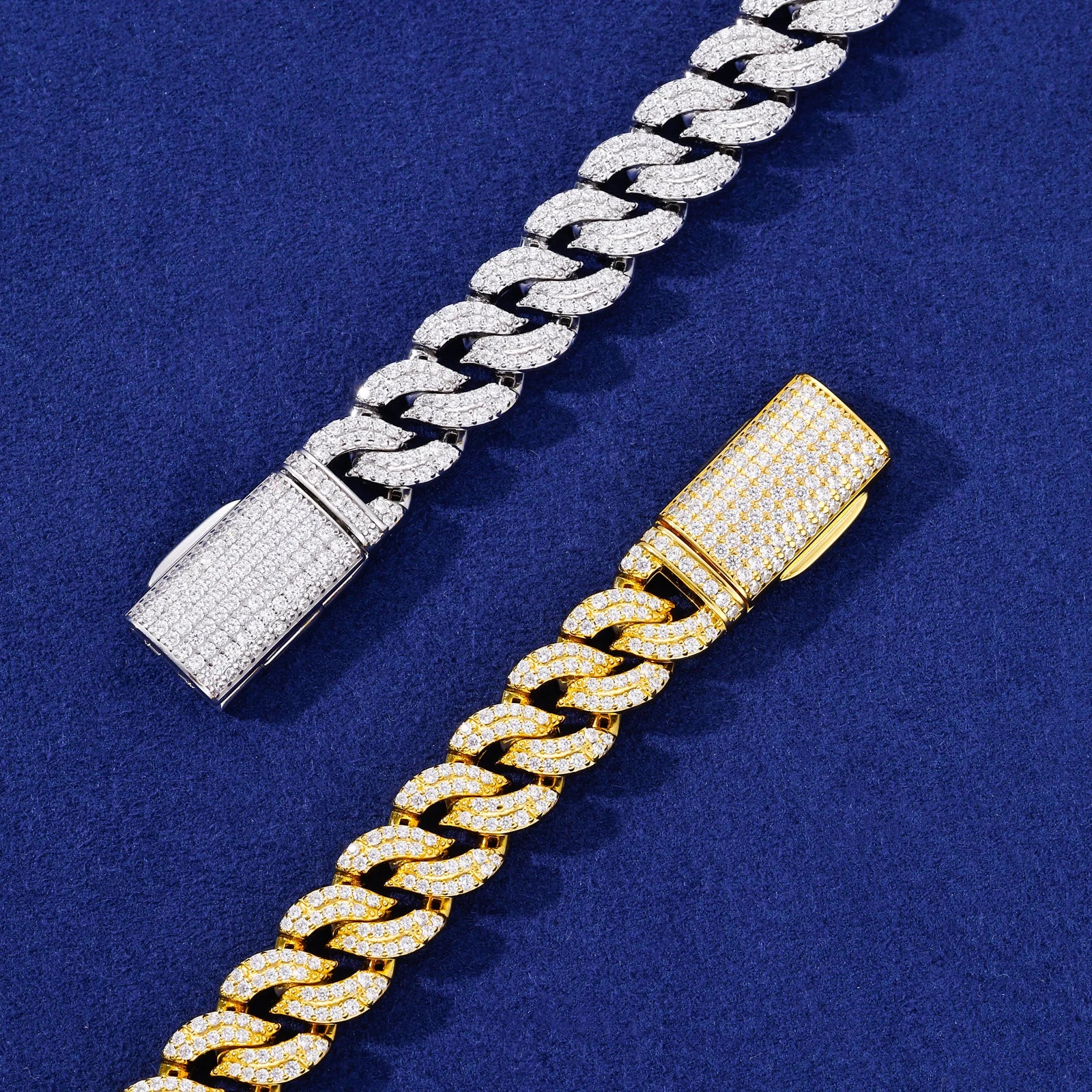 Pattern Of Fire | 10mm 925 Silver Moissanite Diamond Miami Cuban Link Hip Hop Bracelet