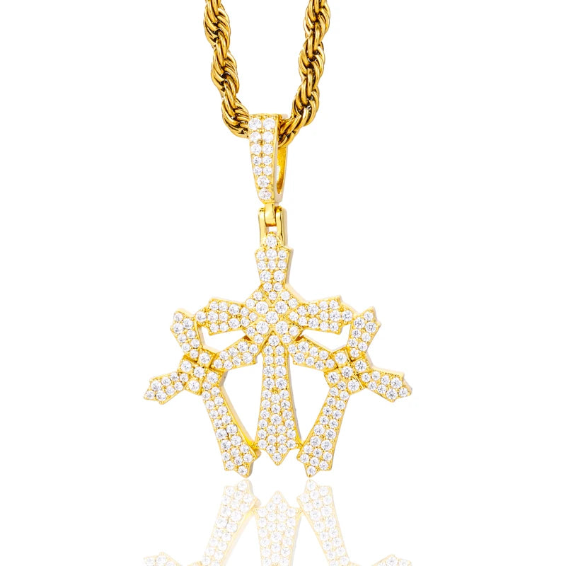 Holy Trinity lll | 925 Sterling Silver Moissanite Triple Cross Hip Hop Pendant Necklace