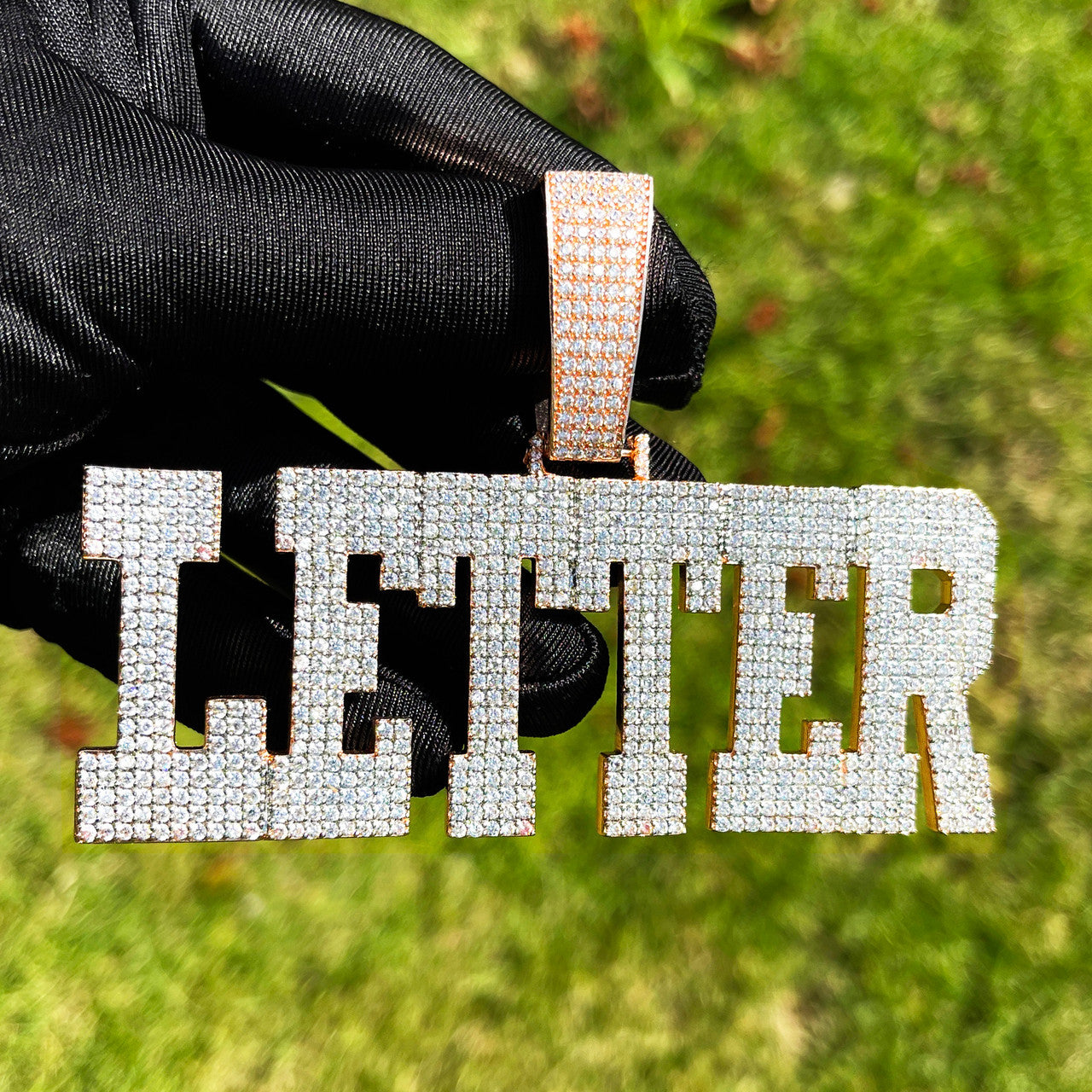 FlatLand  | Flat Squared Iced Block Retro Custom Name Plate Hip Hop Pendant