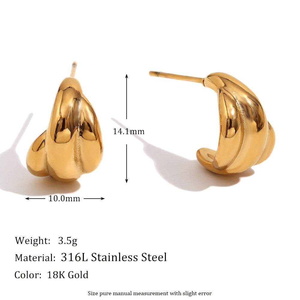 Women's Sea Shall Shaped 18k Gold Stainless Steel Waterproof Tarnish Free Earrings
