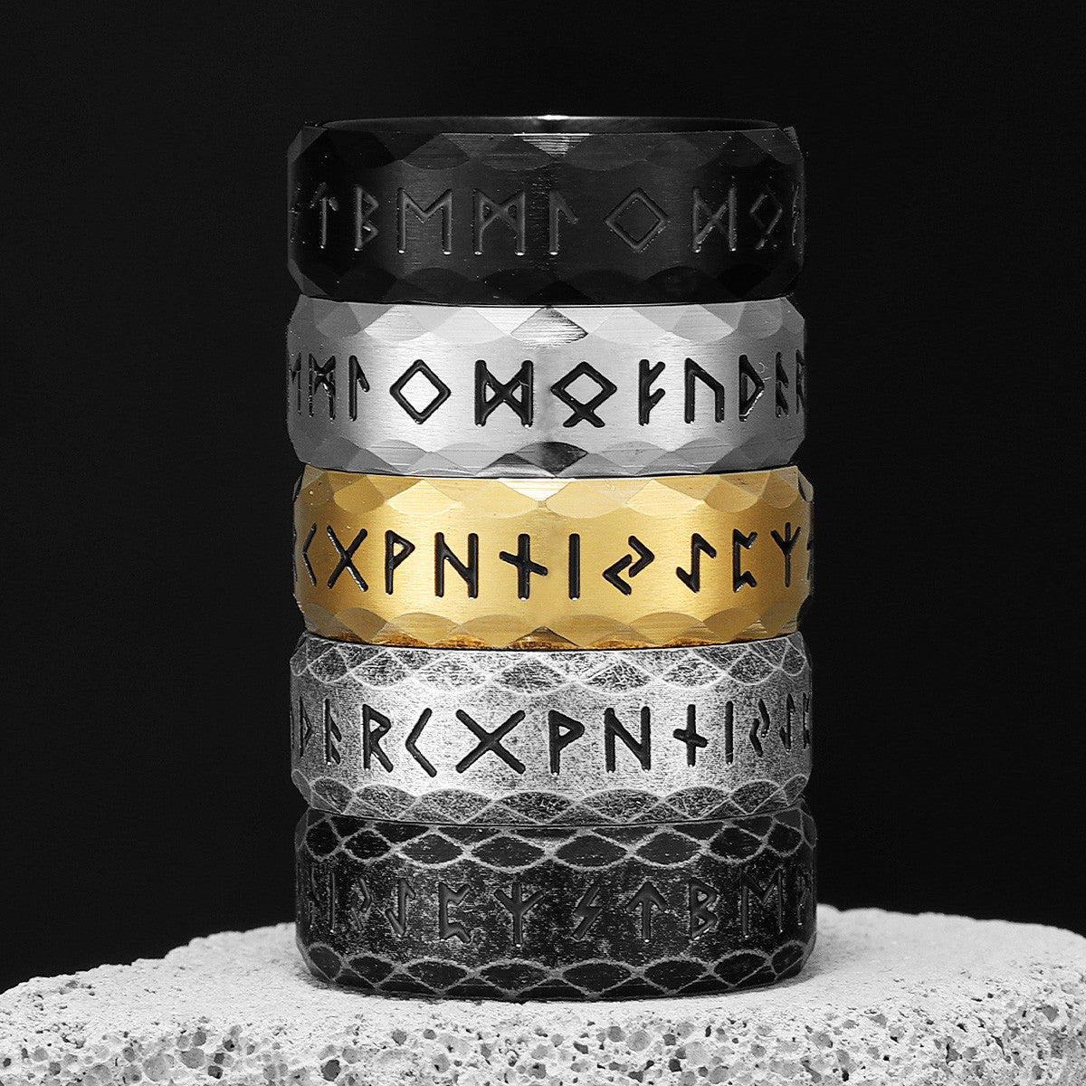 Vintage Nordic Letters | 316L Stainless Steel Vikings Runes Writings Street Style Rings