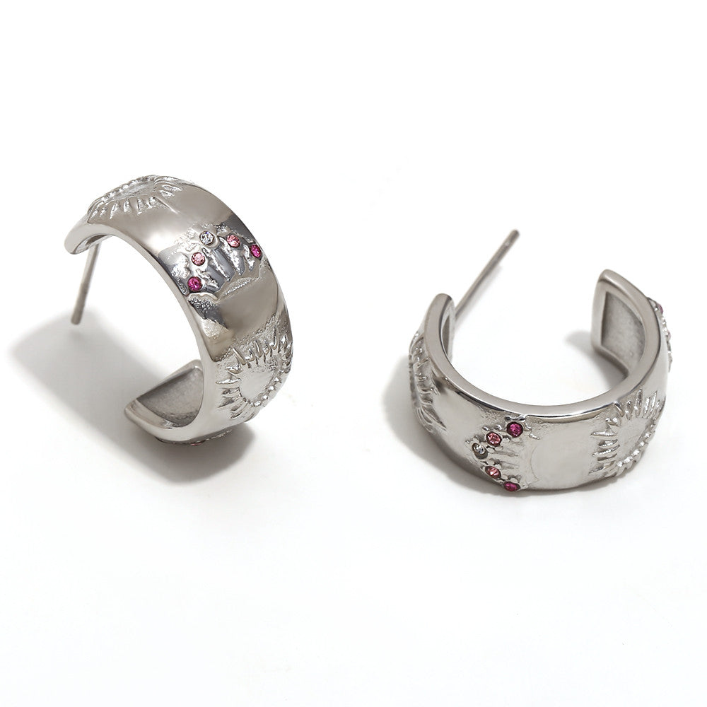 18k Gold Silver Stainless Steel Waterproof Lover World Tarot Cards Series Stud Earrings