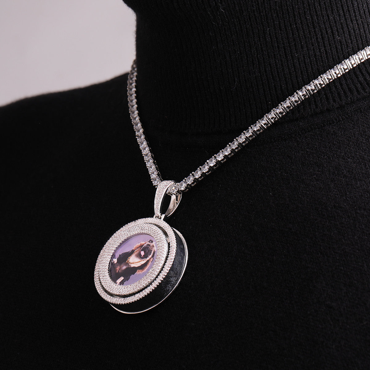 Rotating Vibes | Custom Spinning Iced Blinged Out Photo Picture Pendant