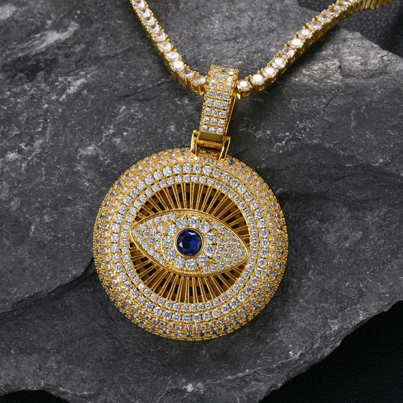 All Seeing Eye ll|Flooded Ice 24k 925 Silver Rose Gold 5AA+ Hip Hop Iced Pendant