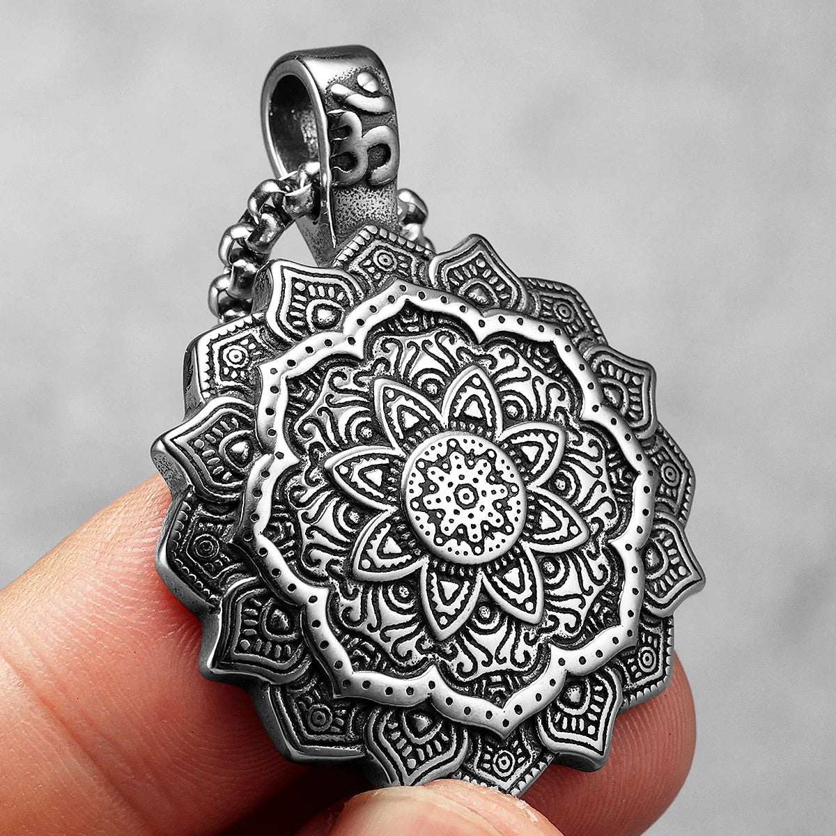 Lotus | Stainless Steel Buddhism Mandala Flower Amulet Spiritual Pendant