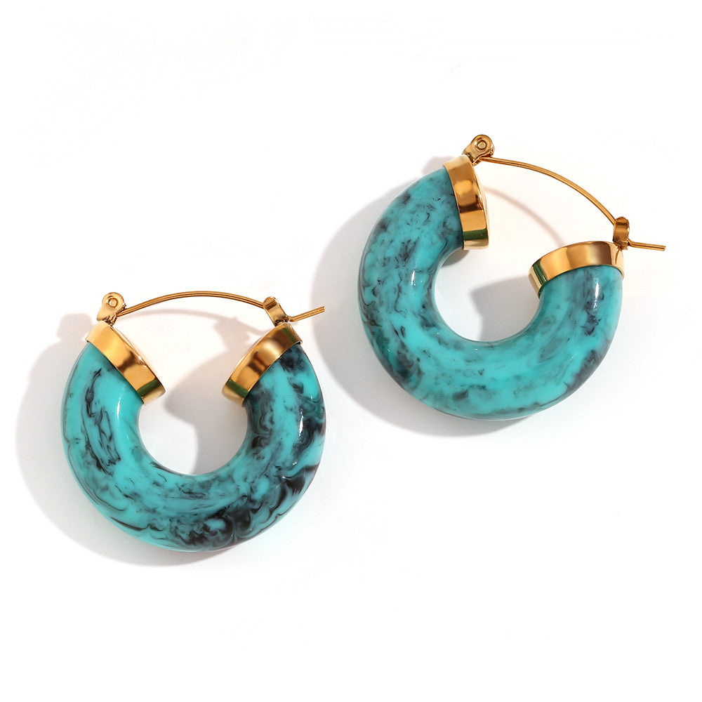 Lakers 18k Gold Stainless Steel Heart Rectangular Hollow Heart Earrings