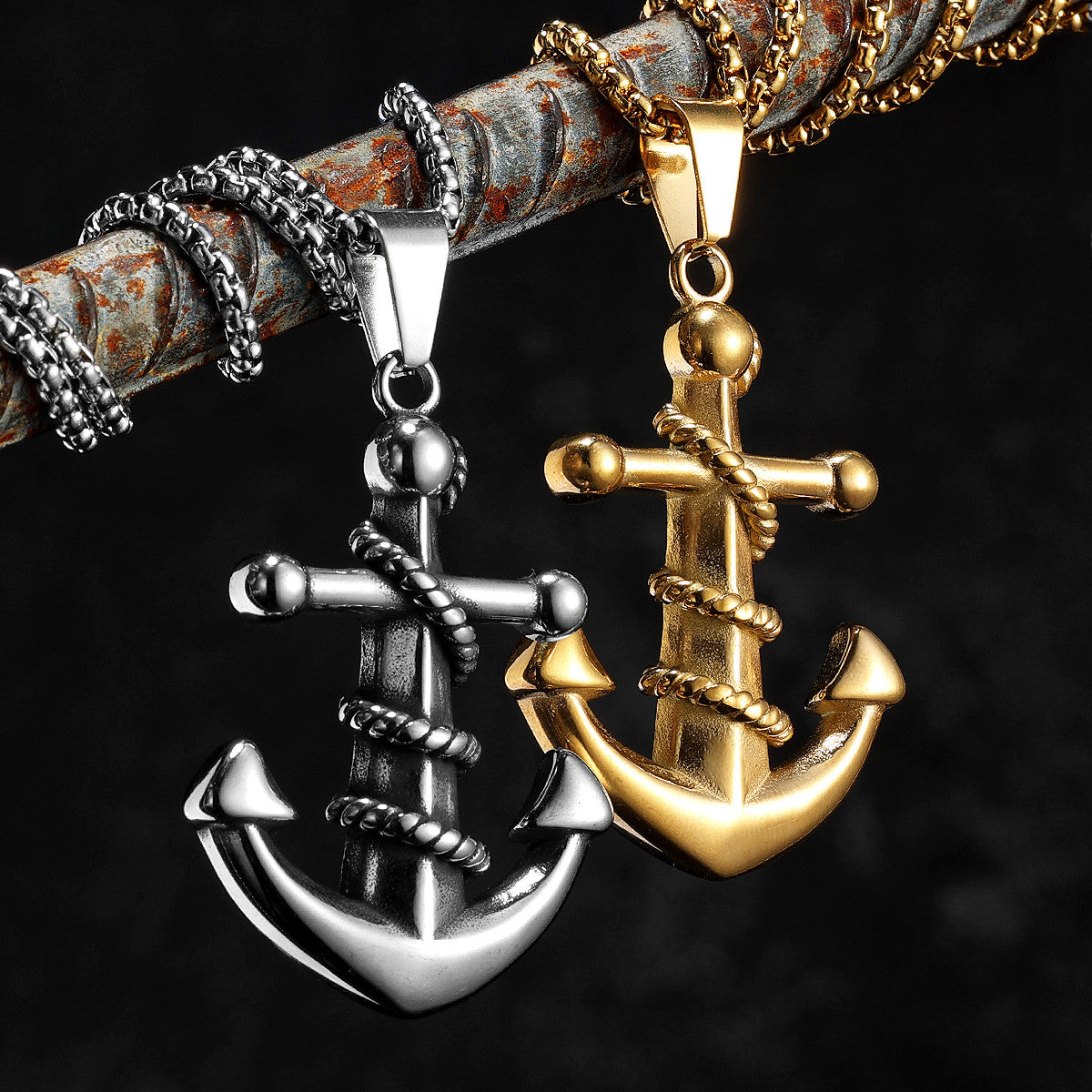 Anchor | 316L No Fade Stainless Steel Rope Anchor Nautical Street Style Pendant