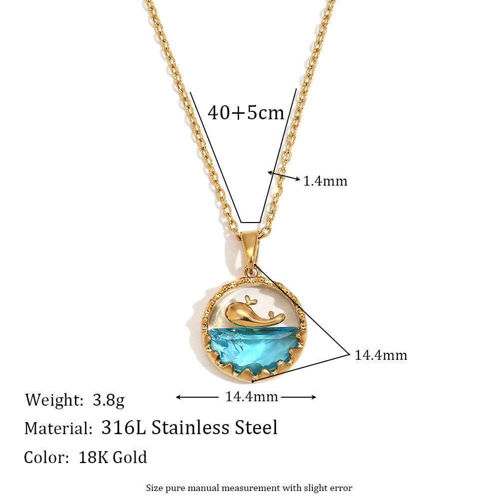 Blue Ocean Whale | 18k Gold Waterproof Solid Stainless Steel Pendant Necklace