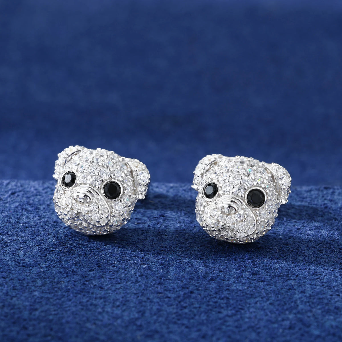 Pockets The Pup | Puppy Dog 925 Sterling Silver Moissanite Diamond Iced Blinged Out Earrings