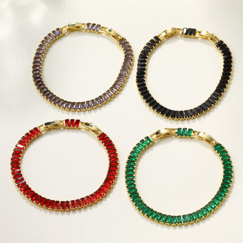 The Double Clasp | 6mm 18k Gold Solid No Fade Stainless Steel Baguette Bracelet