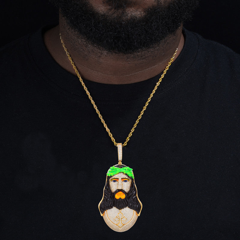 4K Jesus | Sterling Silver Luxury D VVS Moisasnite Diamond Enamel Jesus Piece Hip Hop Pendant