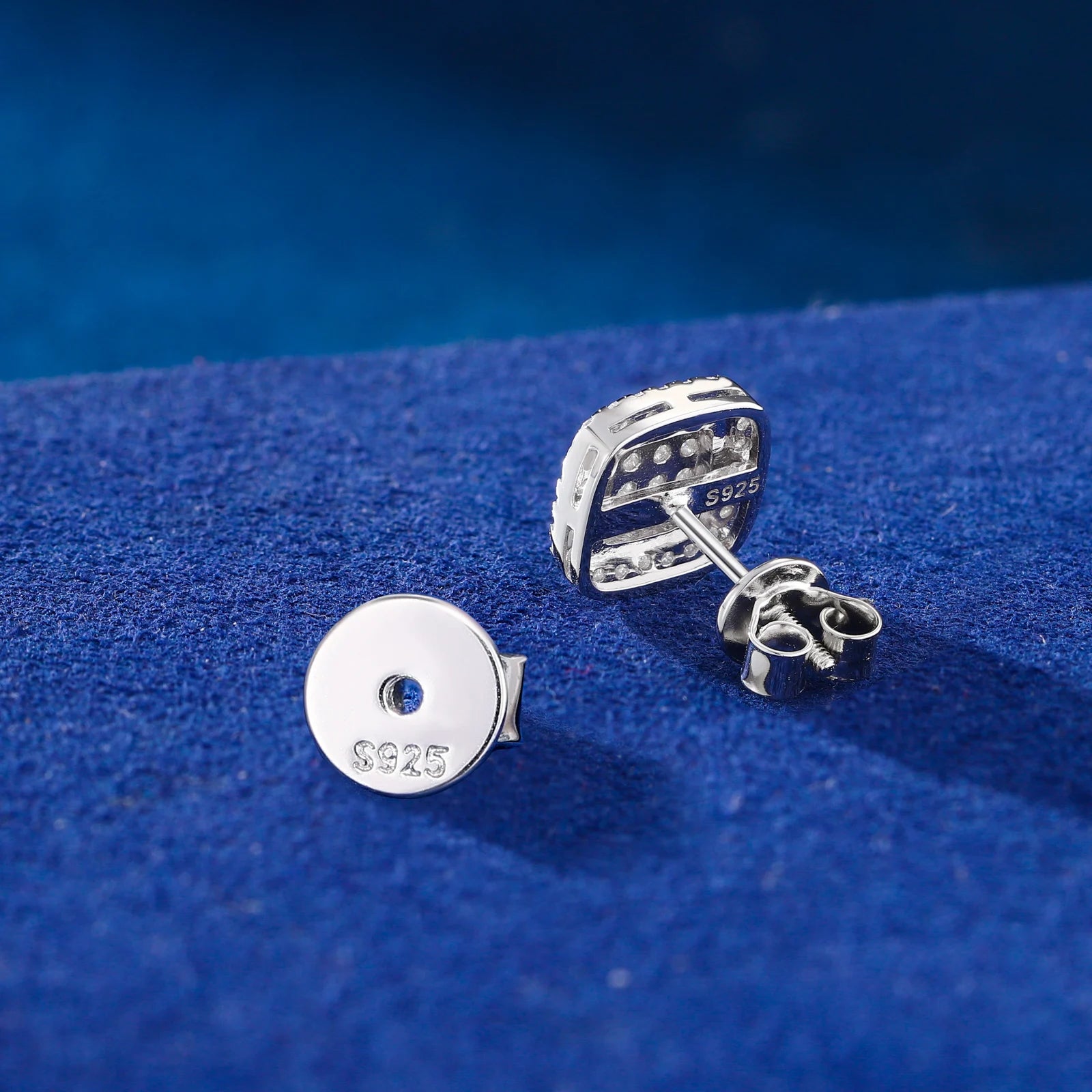 Sparkling Clusters |  Iced Blinged Out Moissanite Diamond Square Cluster Stud Earrings