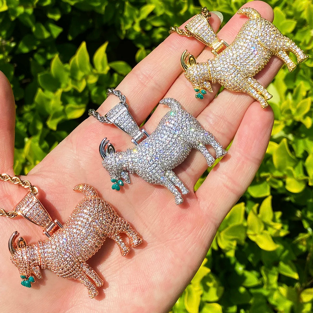 Goat Business | 5AA+ VVS Diamond CZ Prong Set Eating Goat Hip Hop Pendant