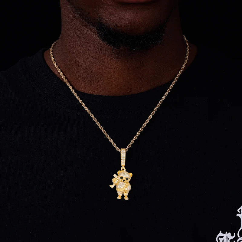 Chopper Style | Moissanite Diamond 925 Sterling Silver Stylish Ak47 Tufti The Bear Pendant