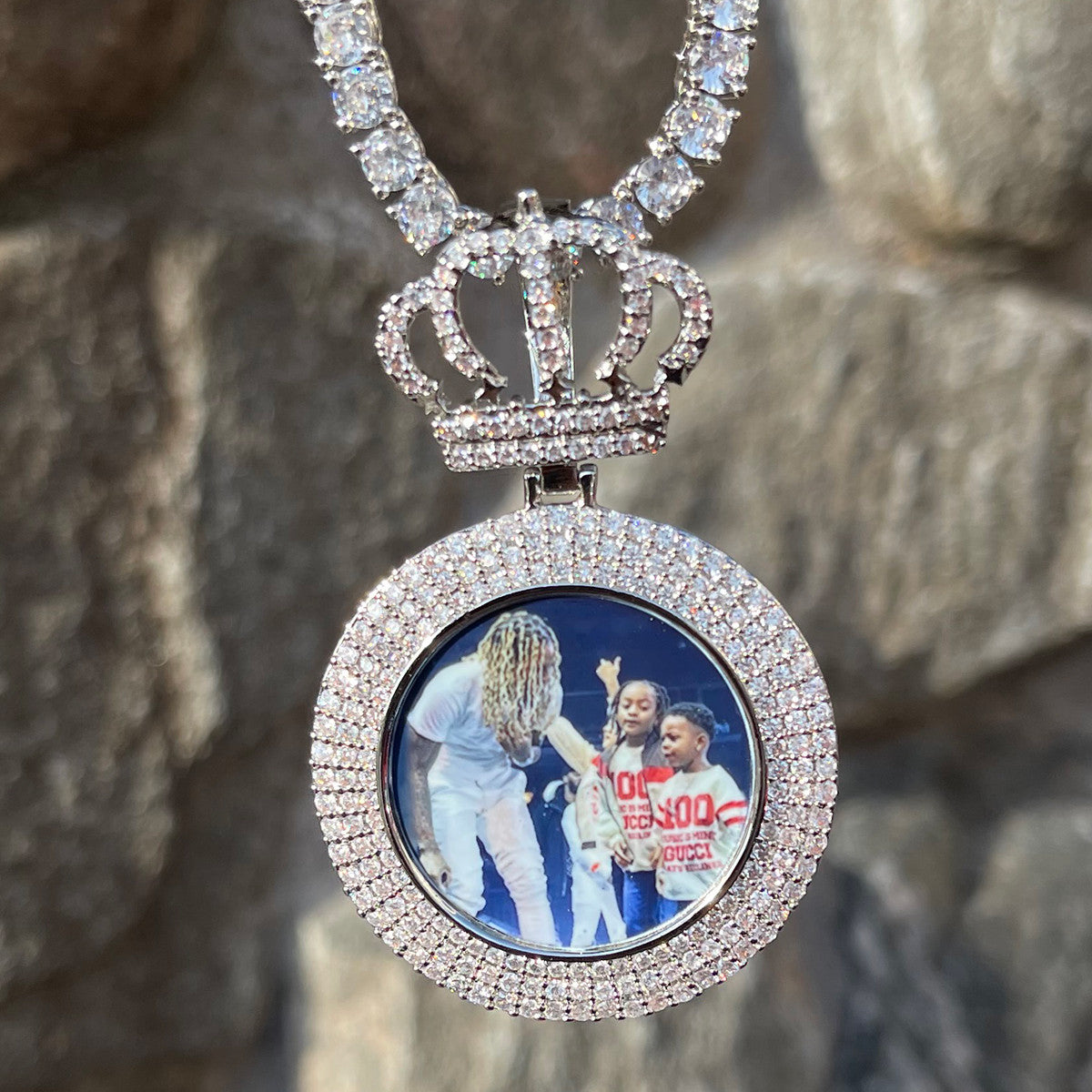 Queen's Legacy | Crown Custom Photo Iced Blinged Out Picture Necklace