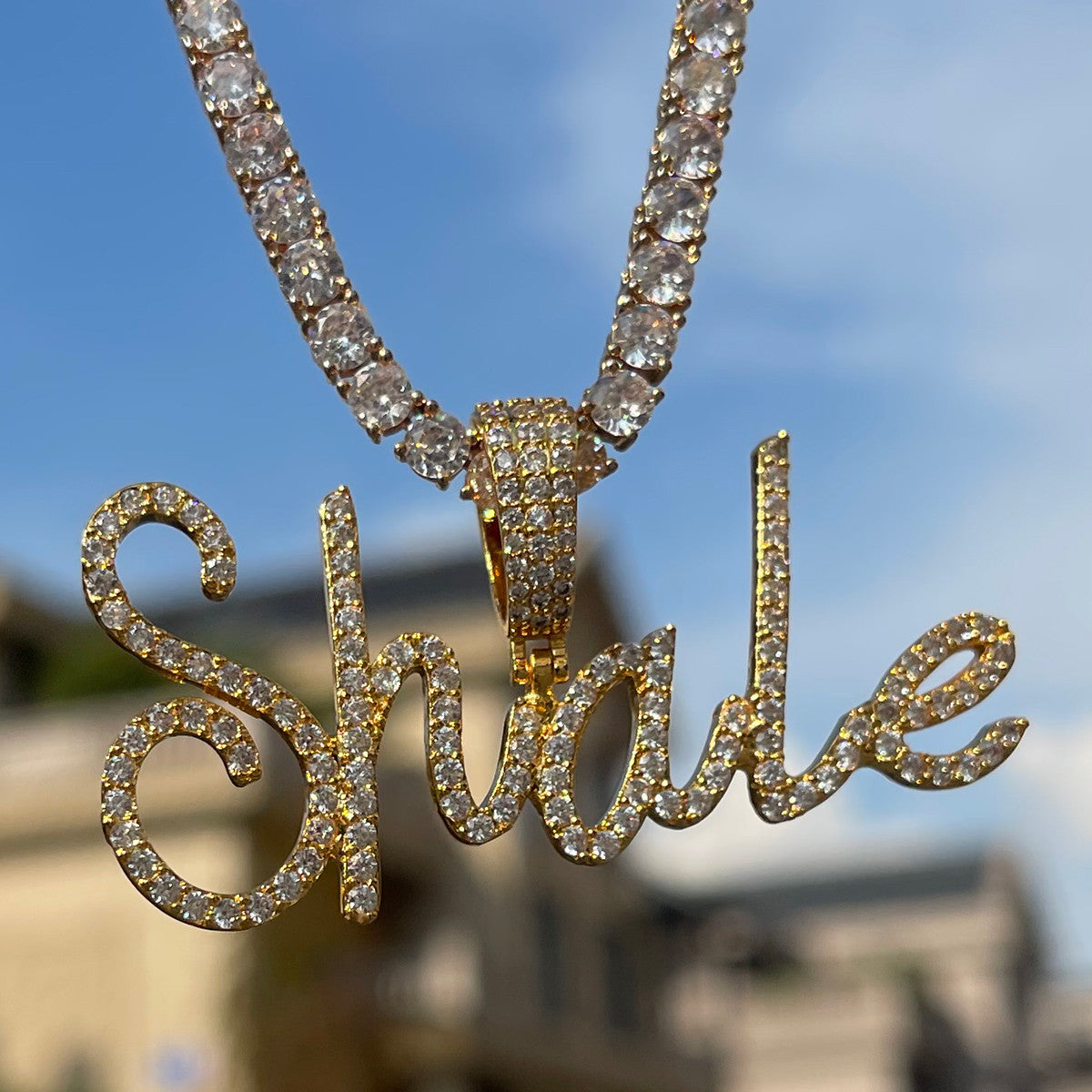 Ladies Fine Print Prong Set Custom Made Sweet Heart Hip Hop Necklace