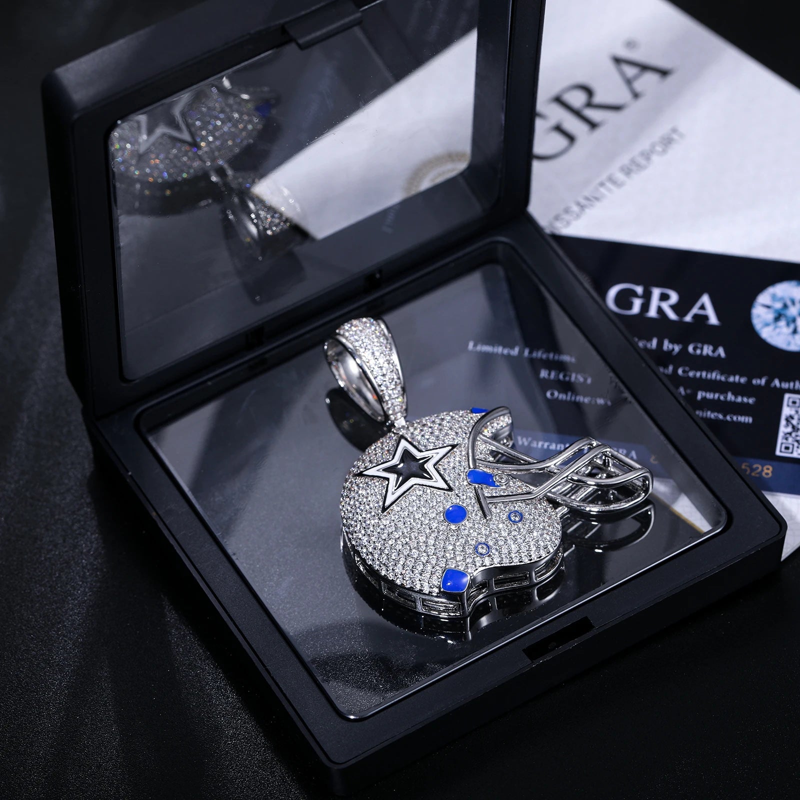Americas Team II | S925 Moissanite Diamond 925 Solid Silver Hip Hop Helmet Pendant