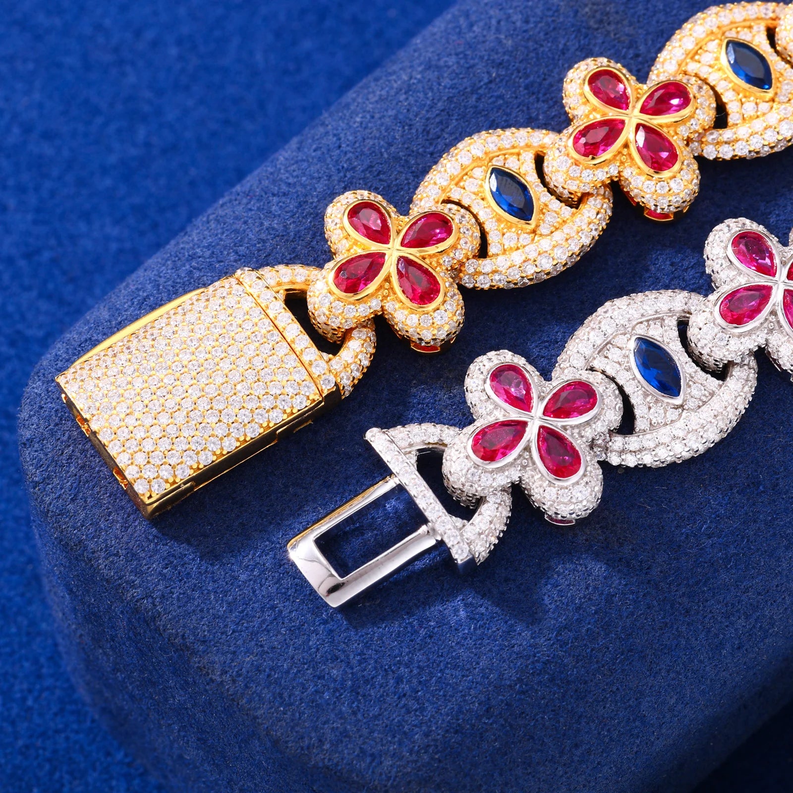 Good Triumphs Evil | Moissanite Diamond 925 Silver Iced Blinged Out Clover Link Bracelet