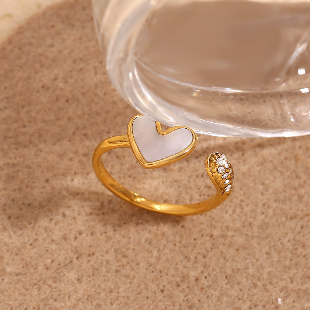 Ladies Stainless Steel Pearl Luxurious Elegant Fashion 18k Gold Waterproof Rings