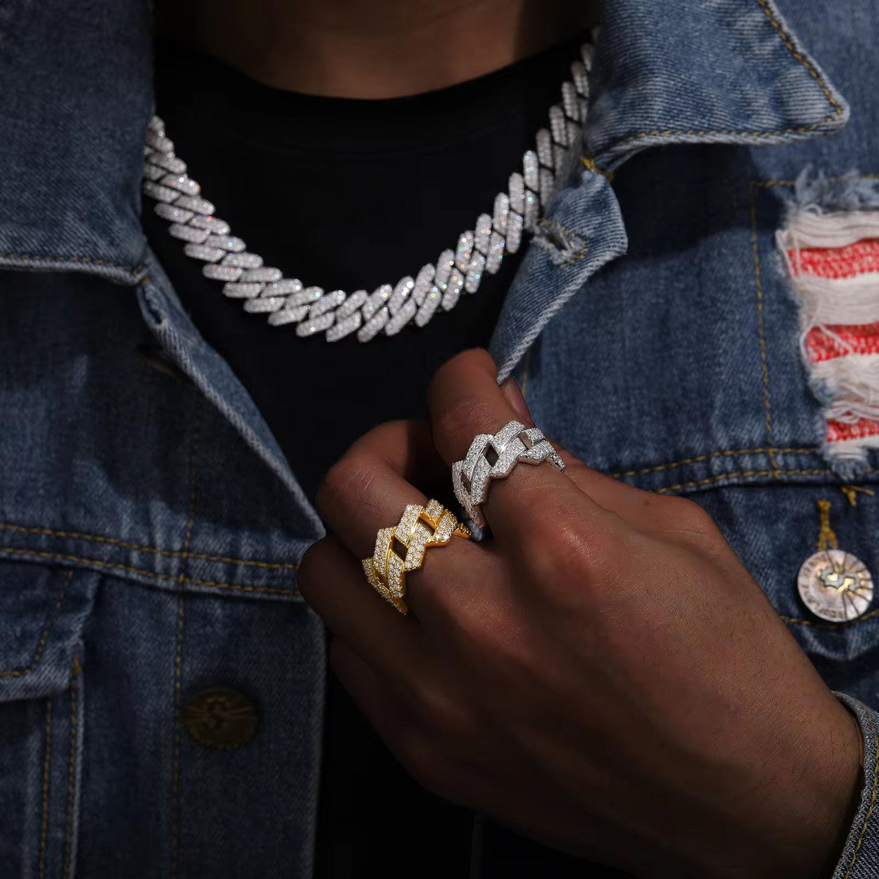 Ring of Ice | Cuban Link Moissanite Diamond 925 Solid Sterling Silver Hip Hop Rings