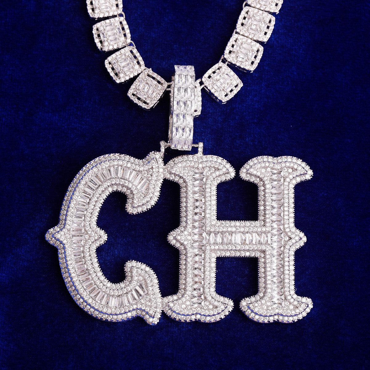 Avalanche | Custom Made Iced Baguette VVS Diamond CZ Blinged Out Initial Pendant