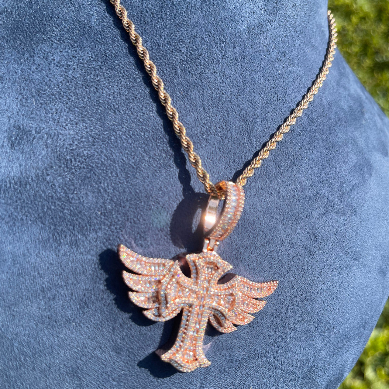 The Savior | VVS Diamond CZ Prong Set Winged Cross Iced Blinged Out Pendant