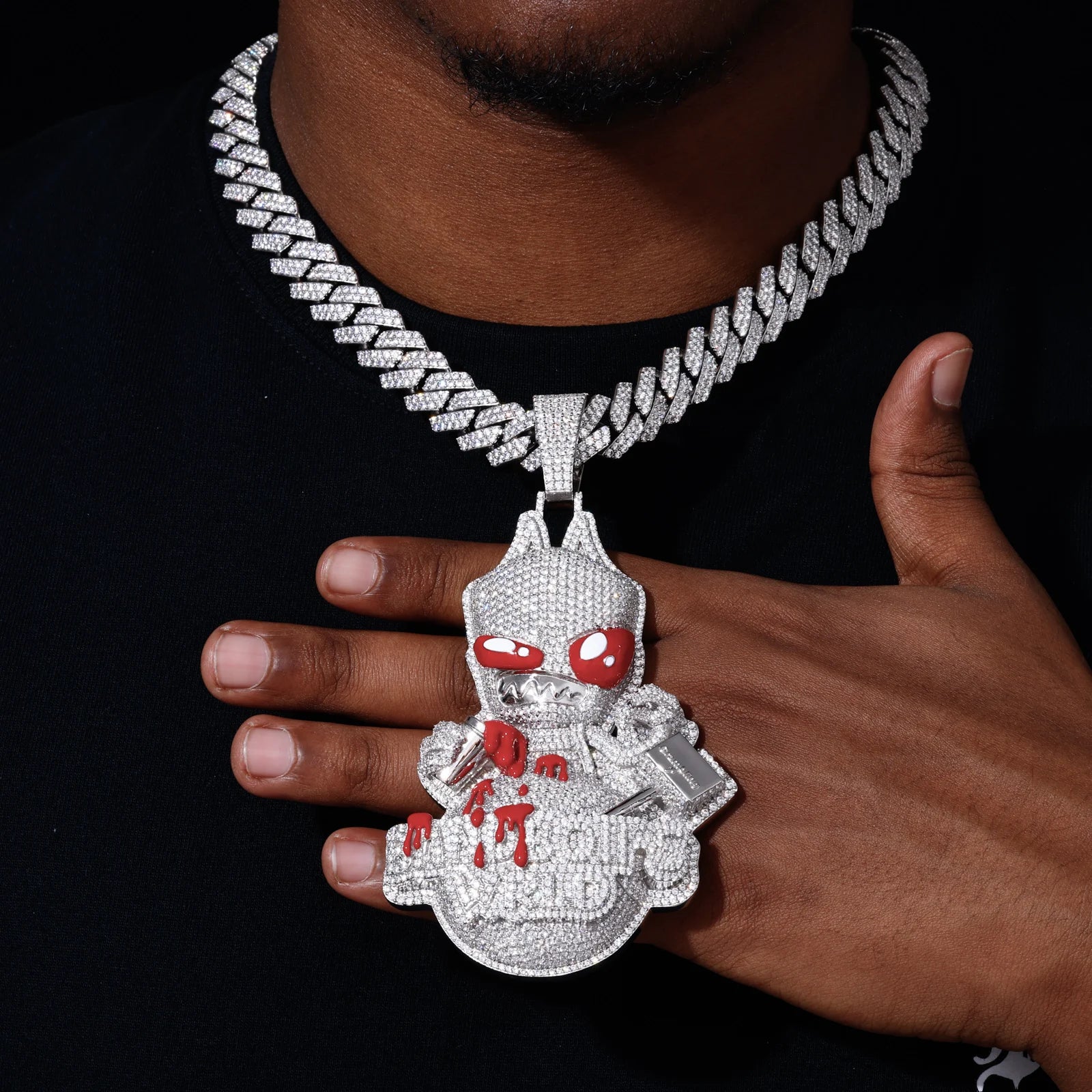 Bandbois WRLD | Custom VVS Moissanite Hip Hop 925 Solid Silver Blood Drip Pendant