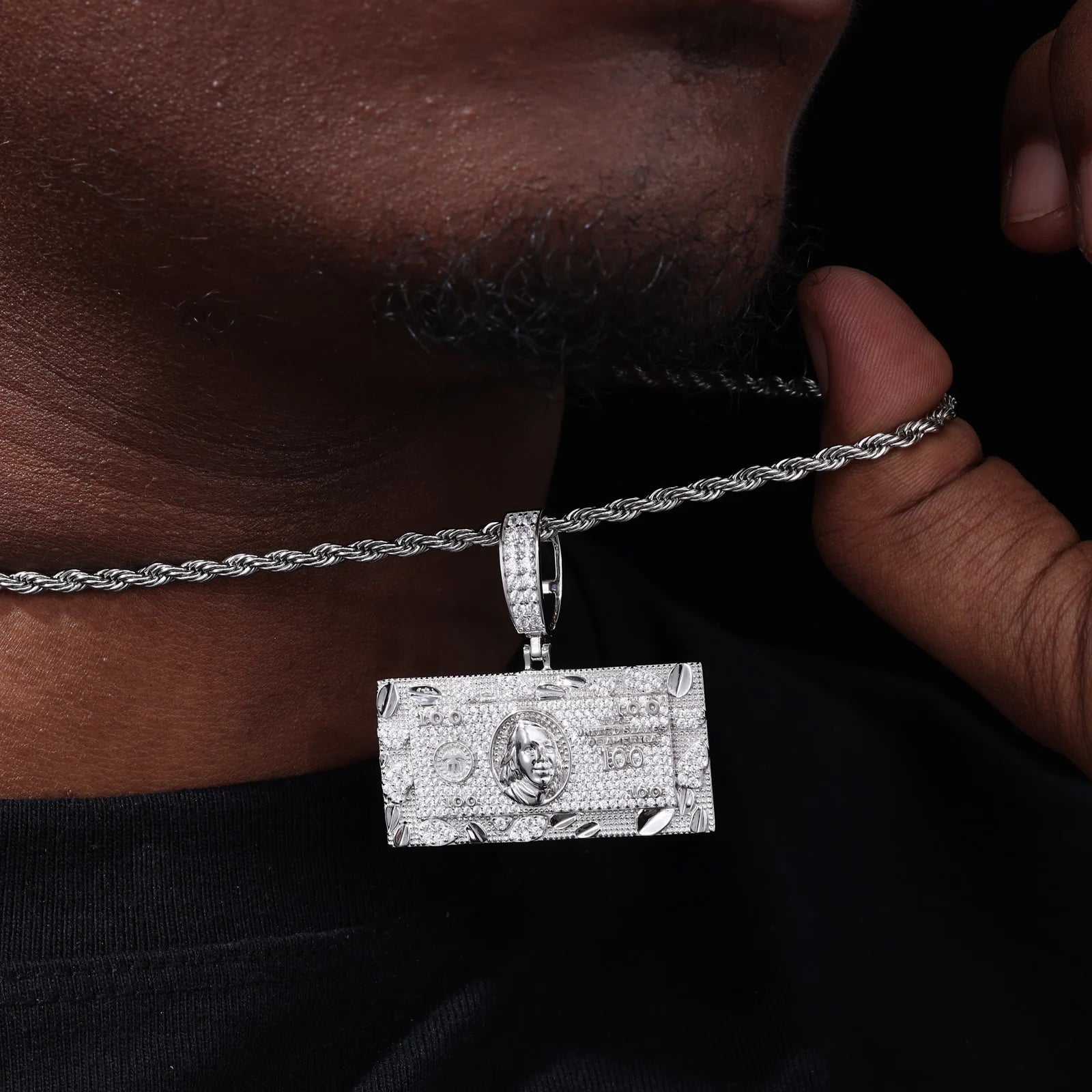 Dough Boy II | Big Dollars Moissanite Diamond VVS 100 Dollar Bill Hip Hop Pendant