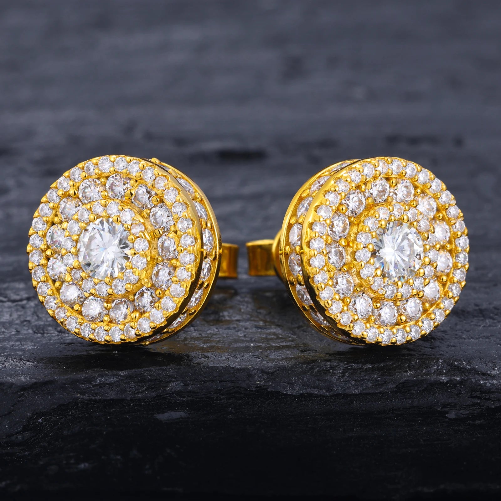 The Halo | Moissanite Diamond 925 Solid Sterling Silver Iced Blinged Out VVS Stud Earrings