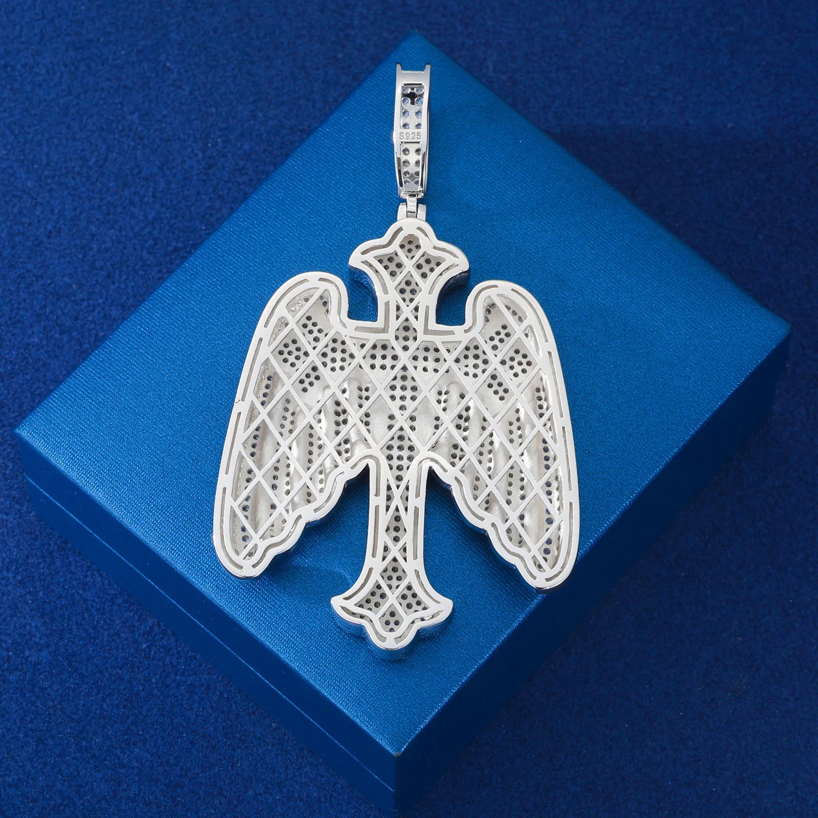 The Bling Angel | VVS Moissanite Diamond Angel Wings Cross 925 Silver Hip Hop Pendant