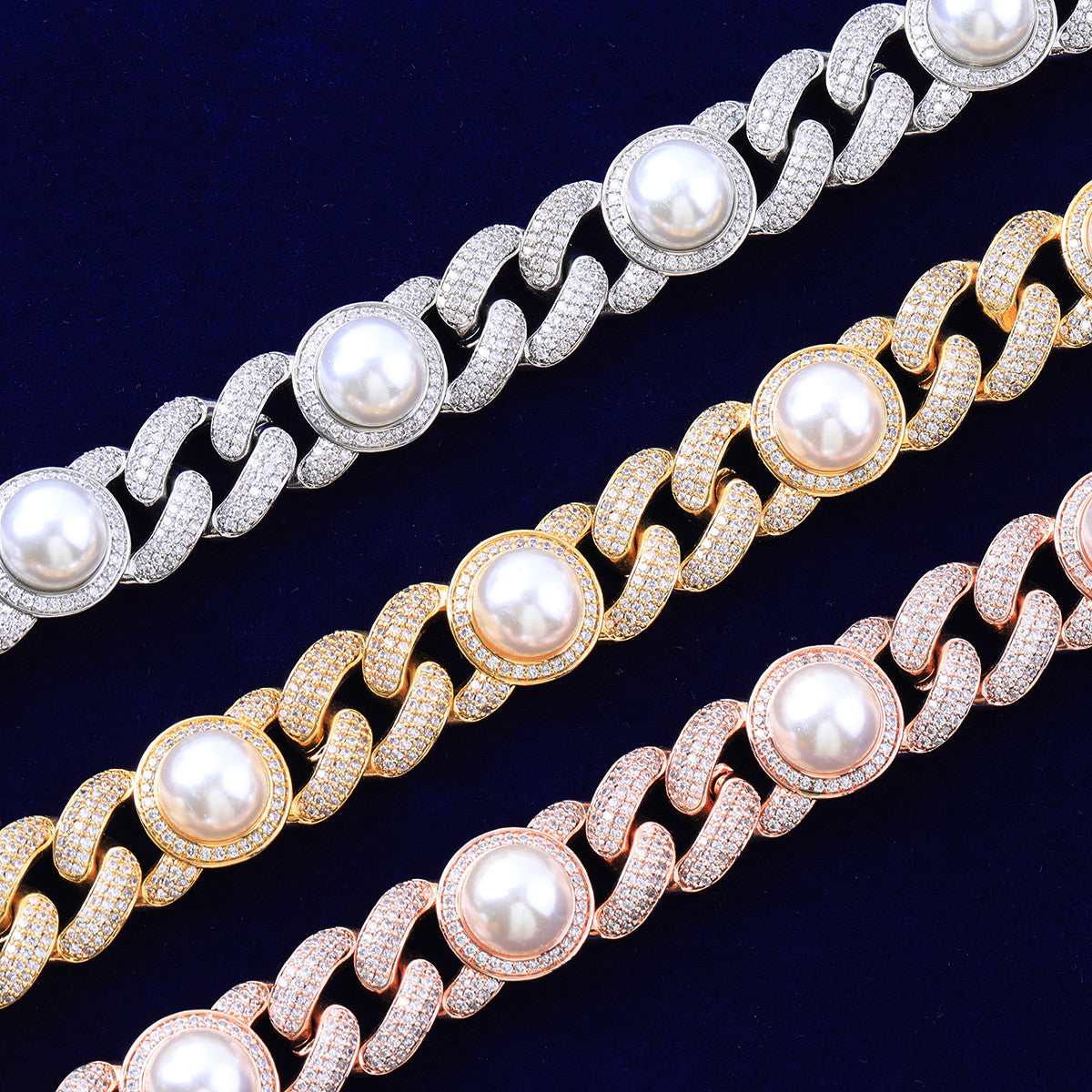 The  Cuban Pearl | Hip Hop 24k 925 Silver Rose Gold Designer Chain Necklace