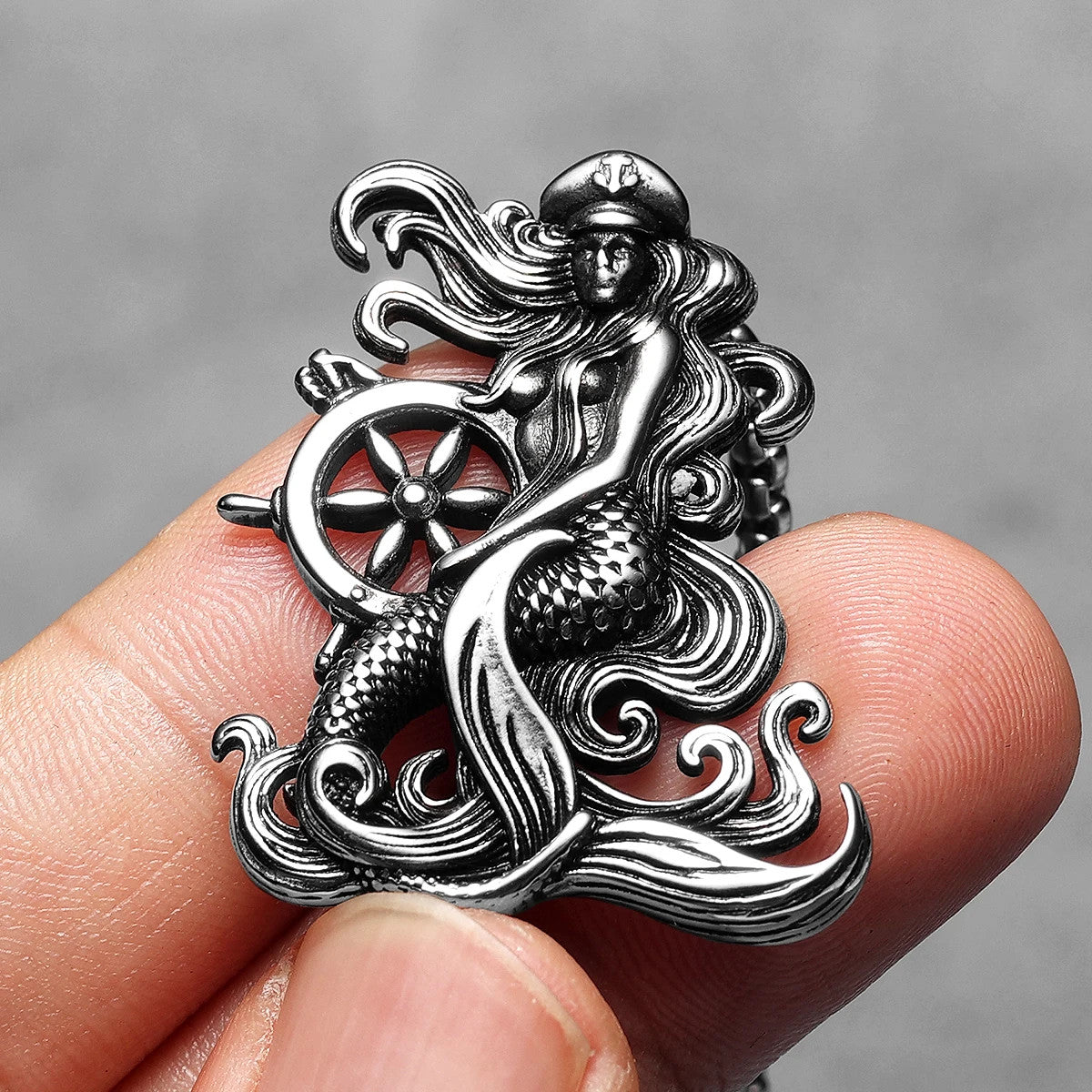 Mermaid Of The Sea | 316L No Fade Stainless Steel Captain's Helm Pendant