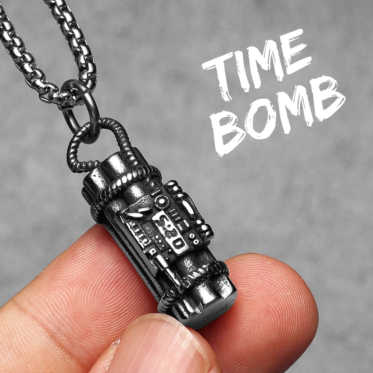 No Tick Tock | Just Bombs Solid Stainless Steel No Fade Silver Time Bomb Pendant