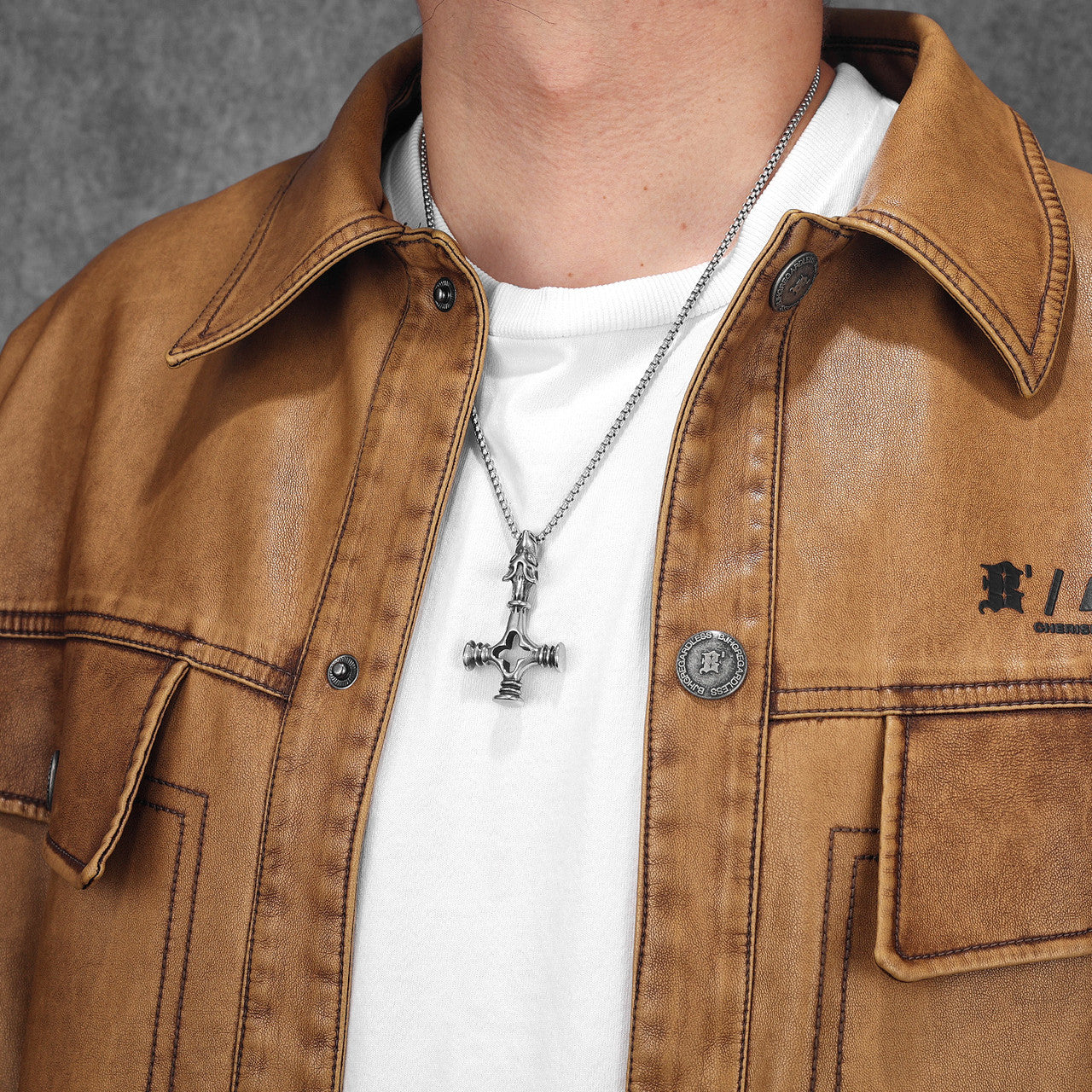 Hollow Wolf Cross | 316L No Fade Stainless Steel Wolf Cross Street Wear Pendant