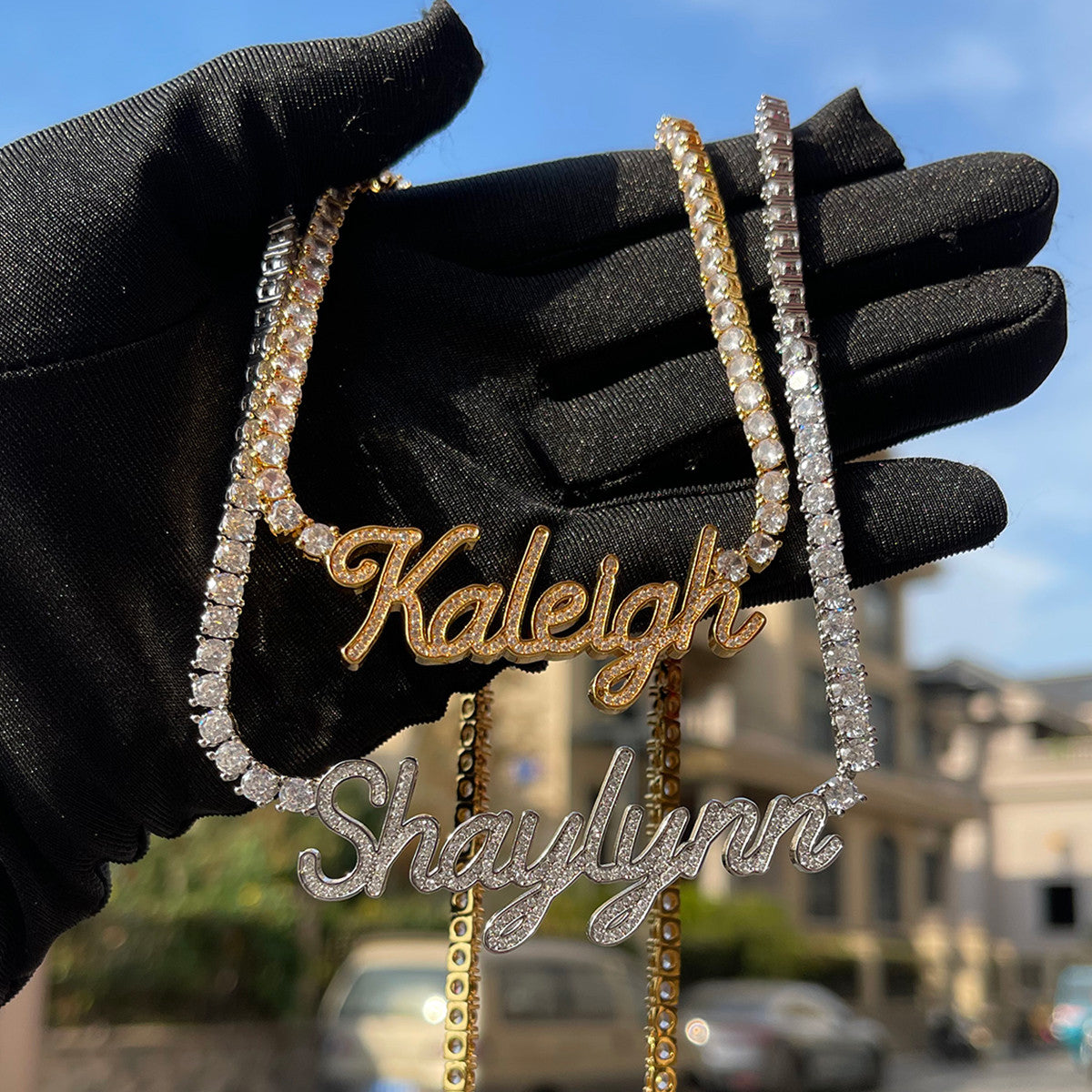 The Classy Girl | Tennis Chain Iced VVS Diamond CZ Custom Script Letter Necklace