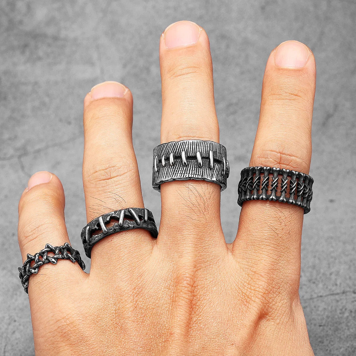 Snitches Get Stitches | 316L No Fade Stainless Steel Retro Style Hip Hop Rings