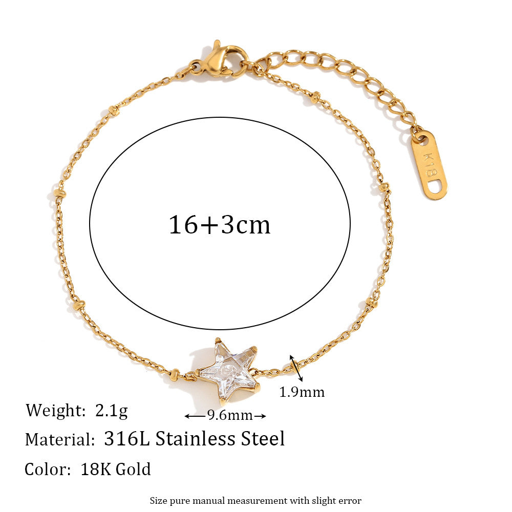 Waterproof Dainty Enamel Flower 18k Gold Stainless Steel Charm Bracelets