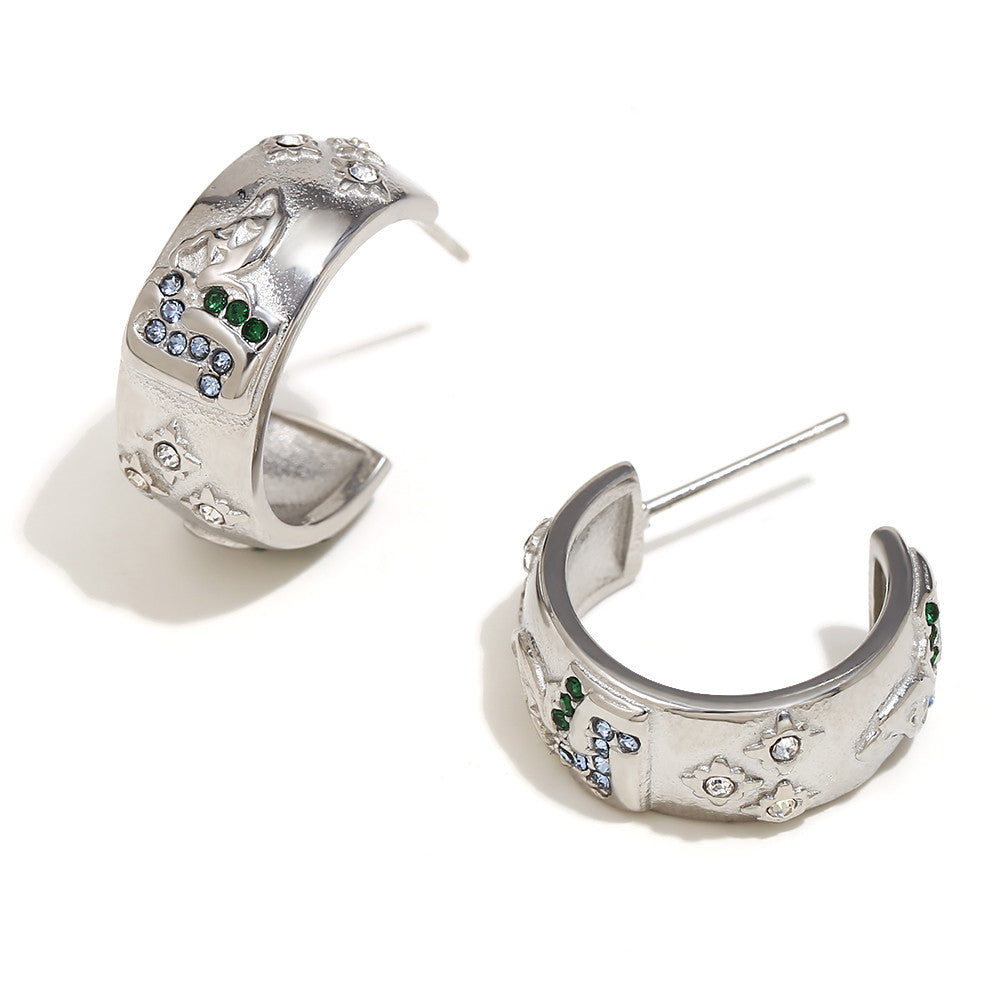 18k Gold Silver Stainless Steel Waterproof Lover World Tarot Cards Series Stud Earrings