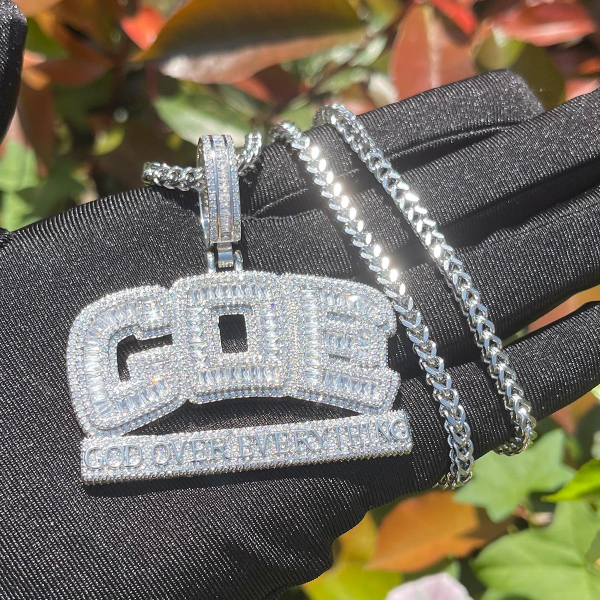 God Over Everything | Iced Baguette Blinged Out VVS Diamond CZ Pendant