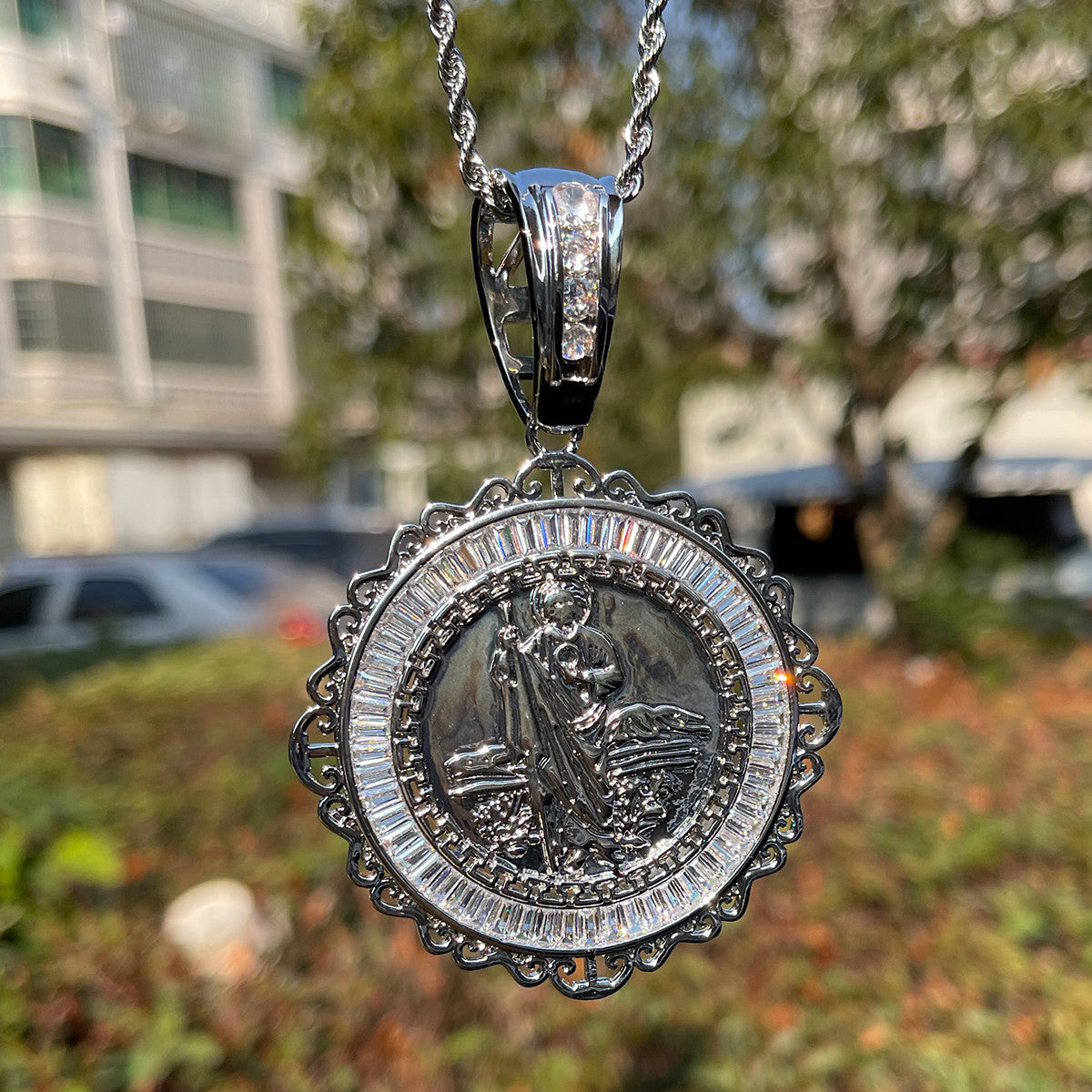 Jesus The Shepard Sacred Majesty Baguette 24k Gold Pendant