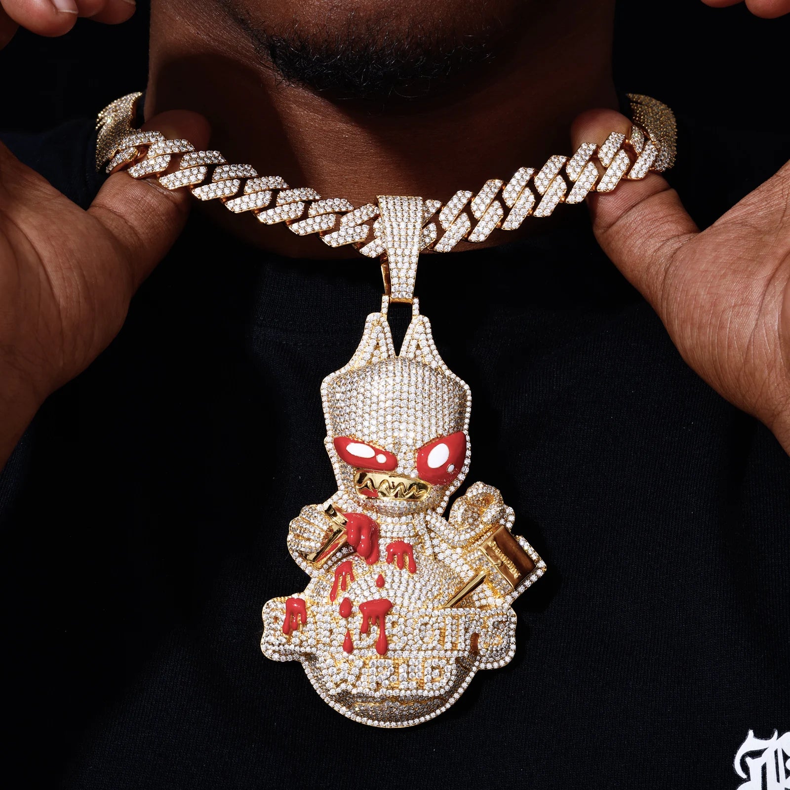 Bandbois WRLD | Custom VVS Moissanite Hip Hop 925 Solid Silver Blood Drip Pendant