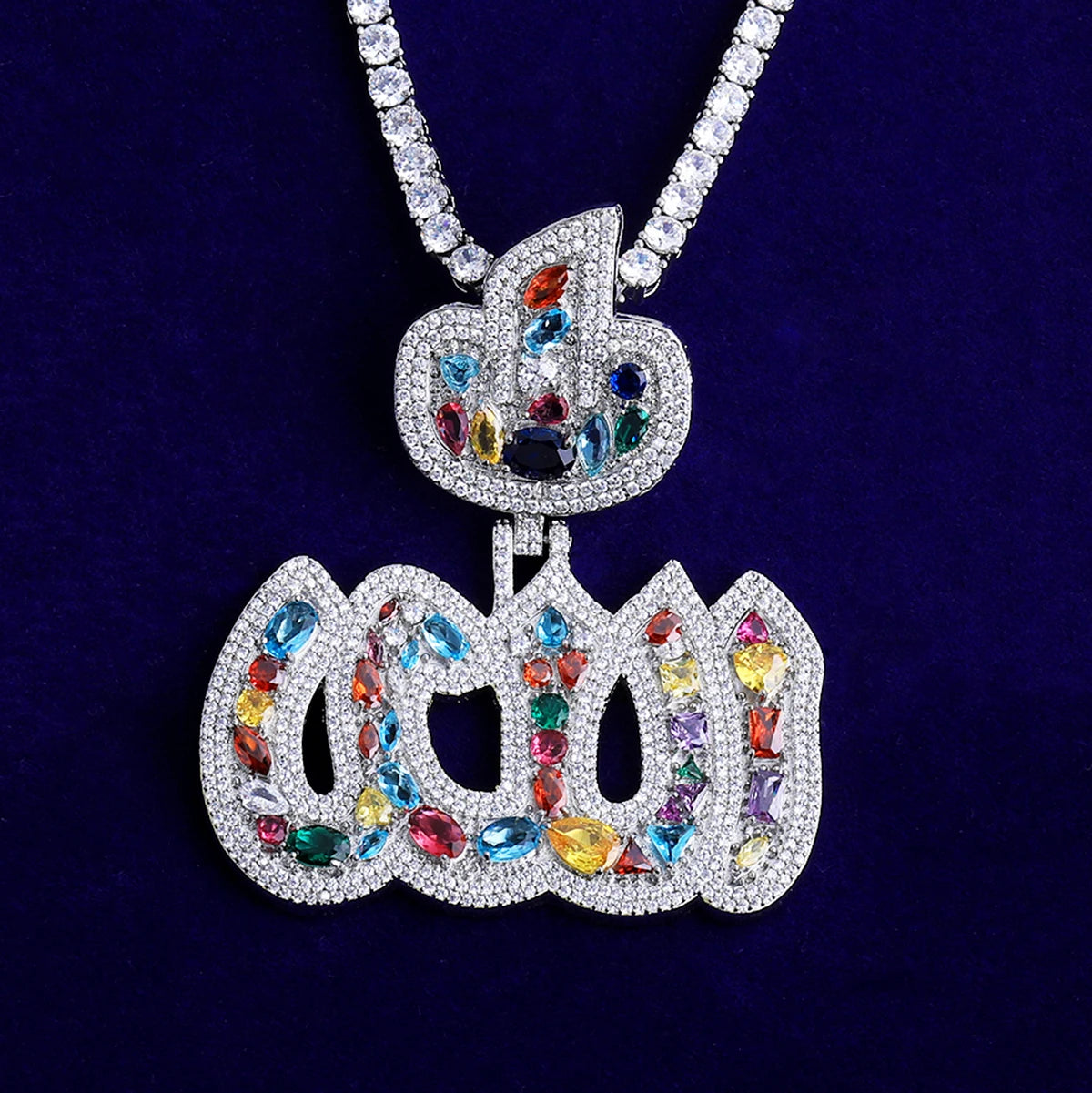 Gemstone Allah | VVS Diamond CZ Allah Contains All Hip Hop Luxury Gemstone Pendant