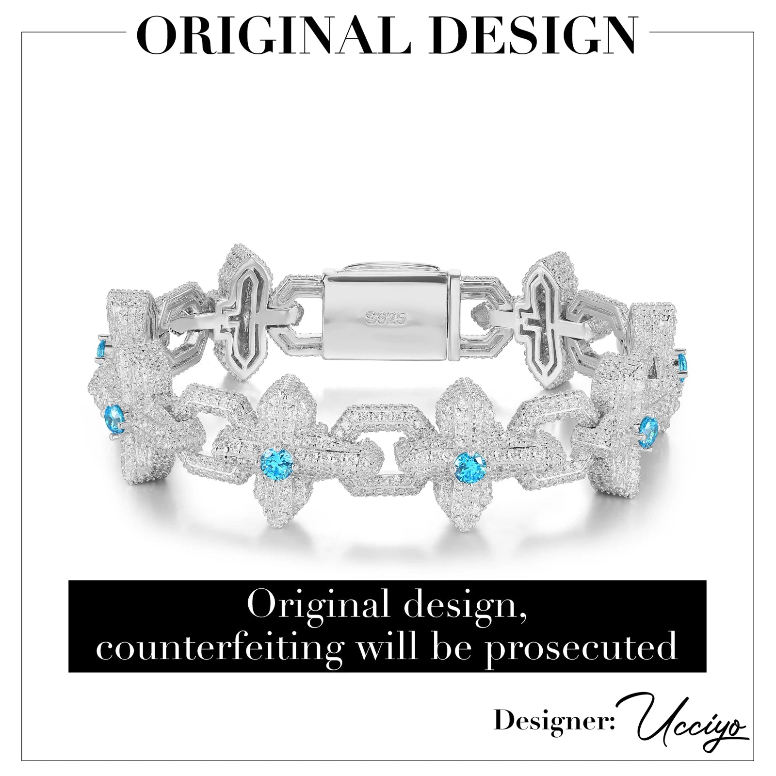 The North Star | 925 Sterling Silver Moissanite Diamond Iced Cross Luxury Hip Hop Bracelet