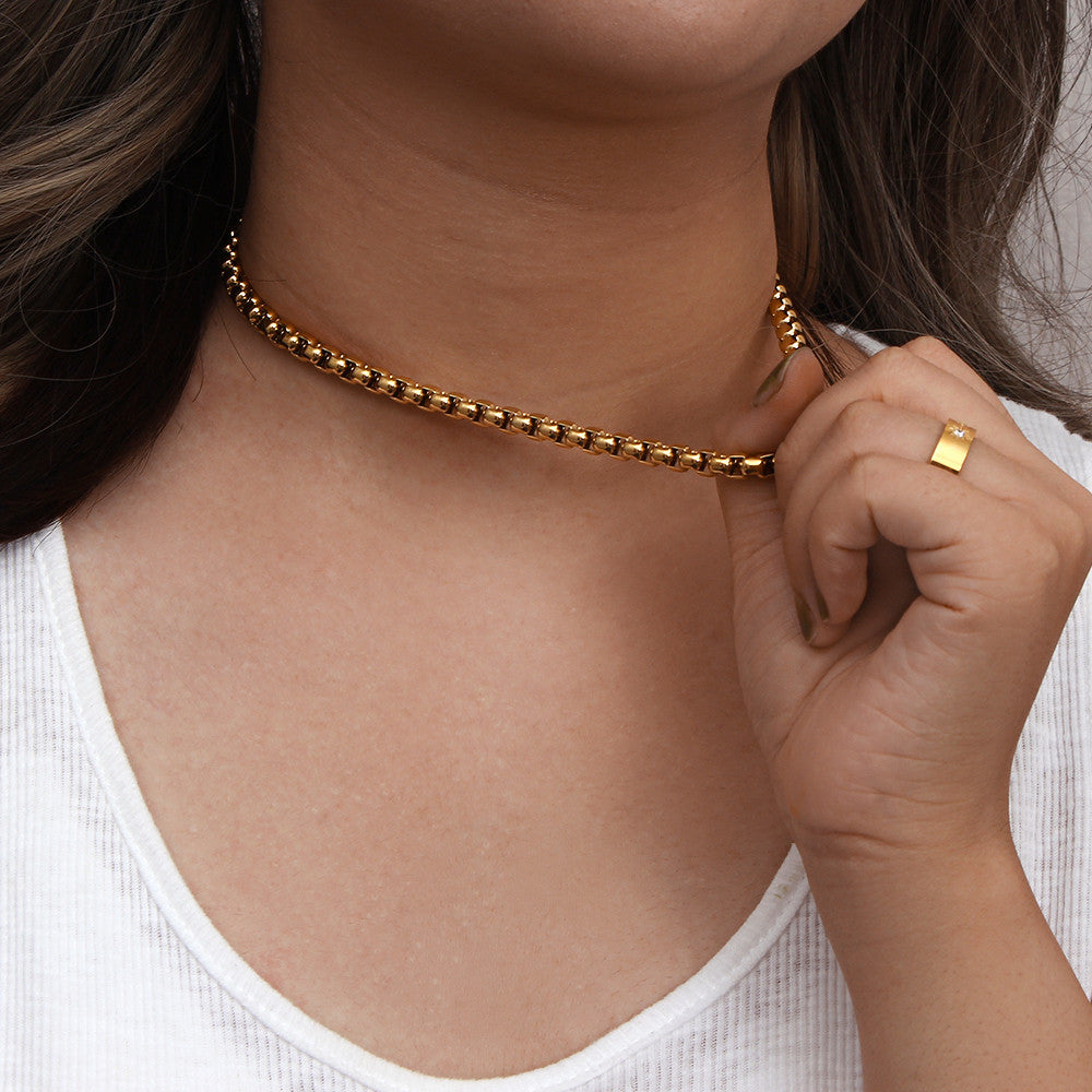 Stainless Steel 18K Gold Chunky Waterproof Snake Chain Necklace Bracelet Jewelry Set