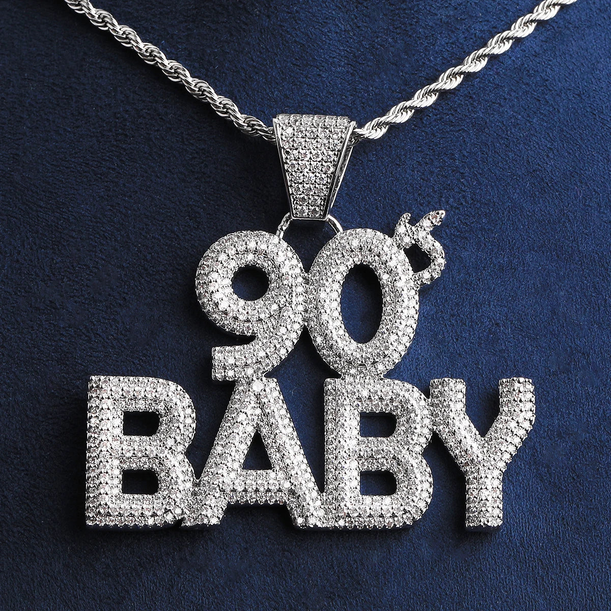 90&#39;s Baby | VVS Diamond CZ Iced Blinged Out Hip Hop 5AA+ Pendant Chain
