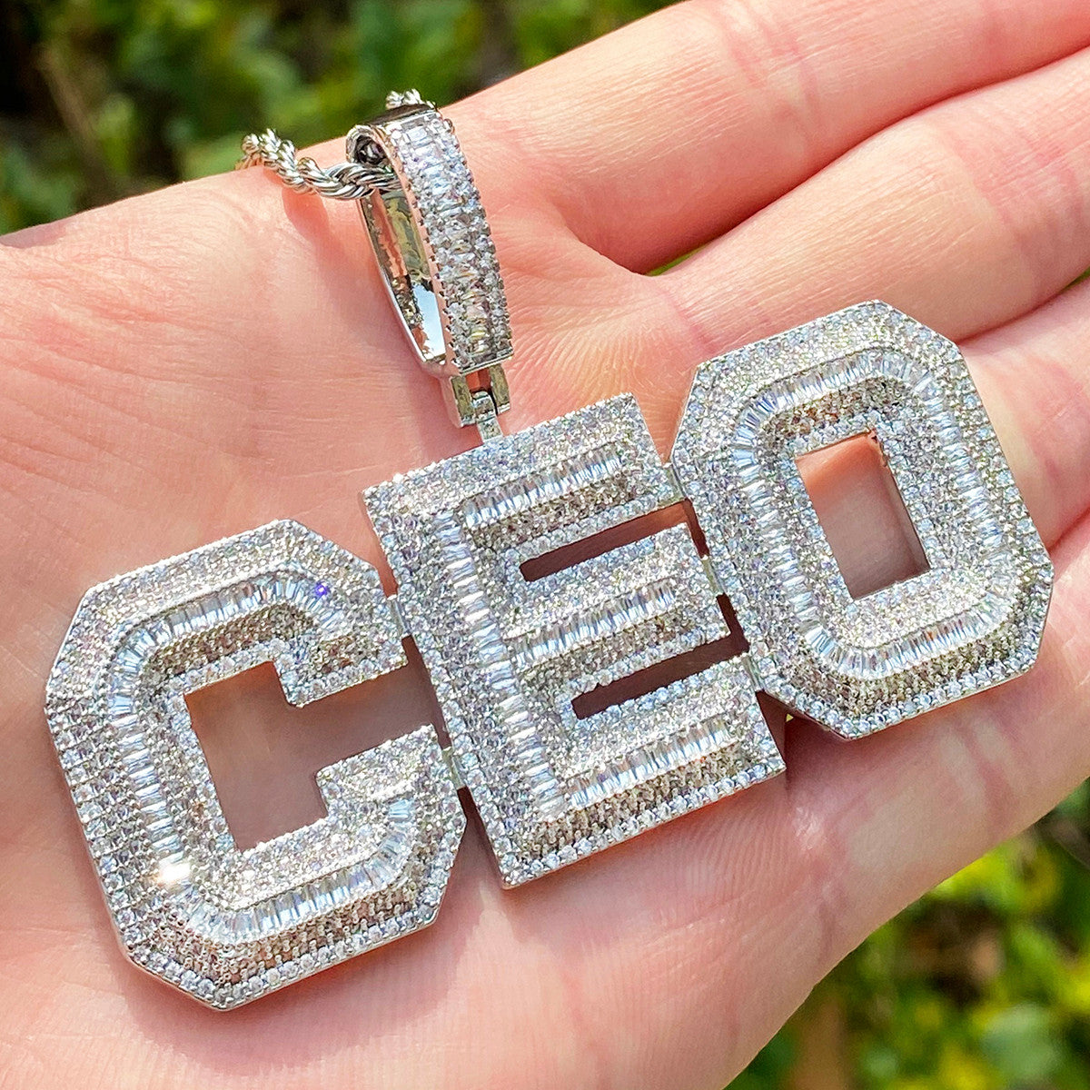 Top Floor | Iced Blinged Out VVS Diamond CZ Baguette Stone CEO Hip Hop Pendant