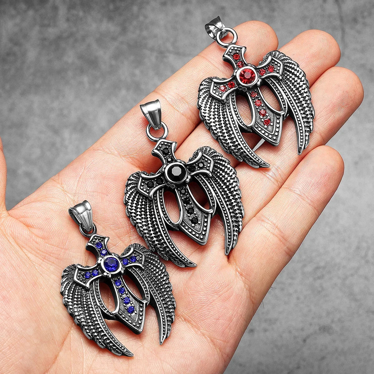 Angel Wing Cross | 316L No Fade Stainless Steel Amulet Style Hip Hop Pendant