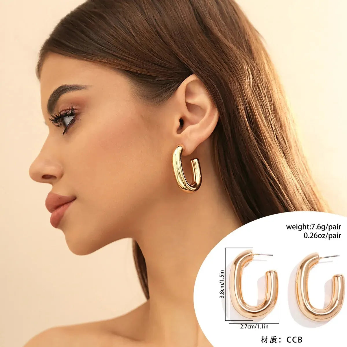 Links In The Chain Gold Silver Hoop High Fashion Earrings