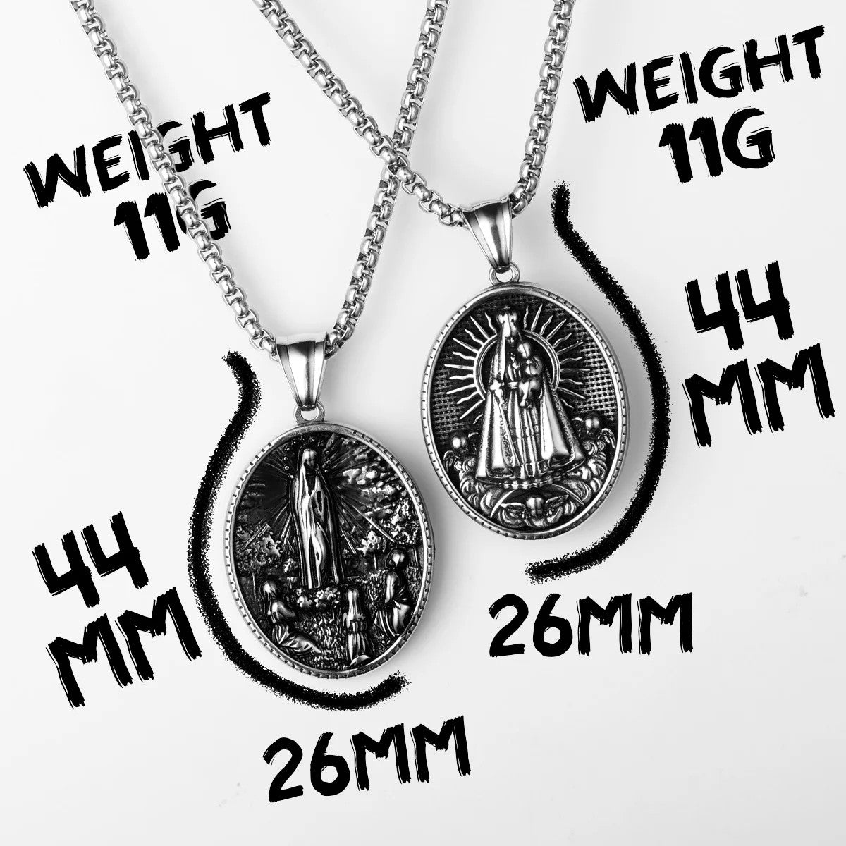 Virgin Mary | Solid Stainless Steel Christian Catholic Pendant Chain Necklaces